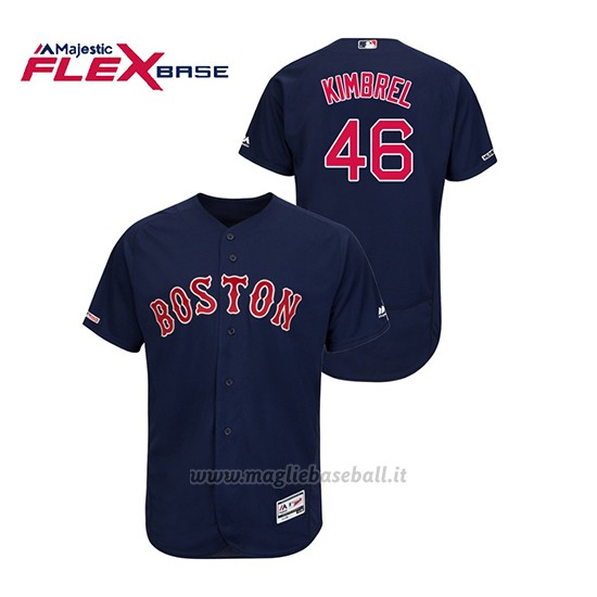 Maglia Baseball Uomo Boston Red Sox Craig Kimbrel 150th Aniversario Patch Autentico Flex Base Blu